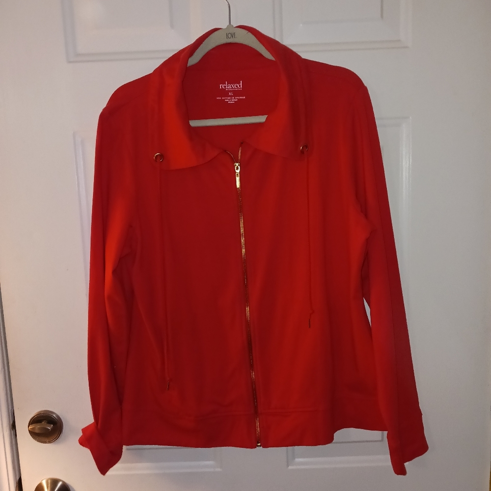 Relaxed Women's Red Long sleeve Jacket. Size XL